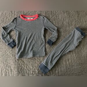 J. Crew Crewcuts Dark Gray/Blue White Striped Kids Pajama Set 100% Cotton Unisex